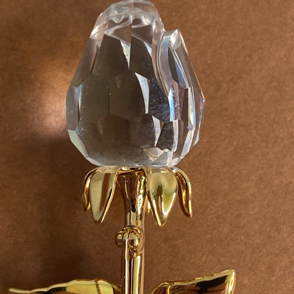 VTG SWAROVSKI SWAN SIGNED CRYSTAL GOLD PLATED MEMORIES ROSE PIN BROOCH - Picture 8 of 12